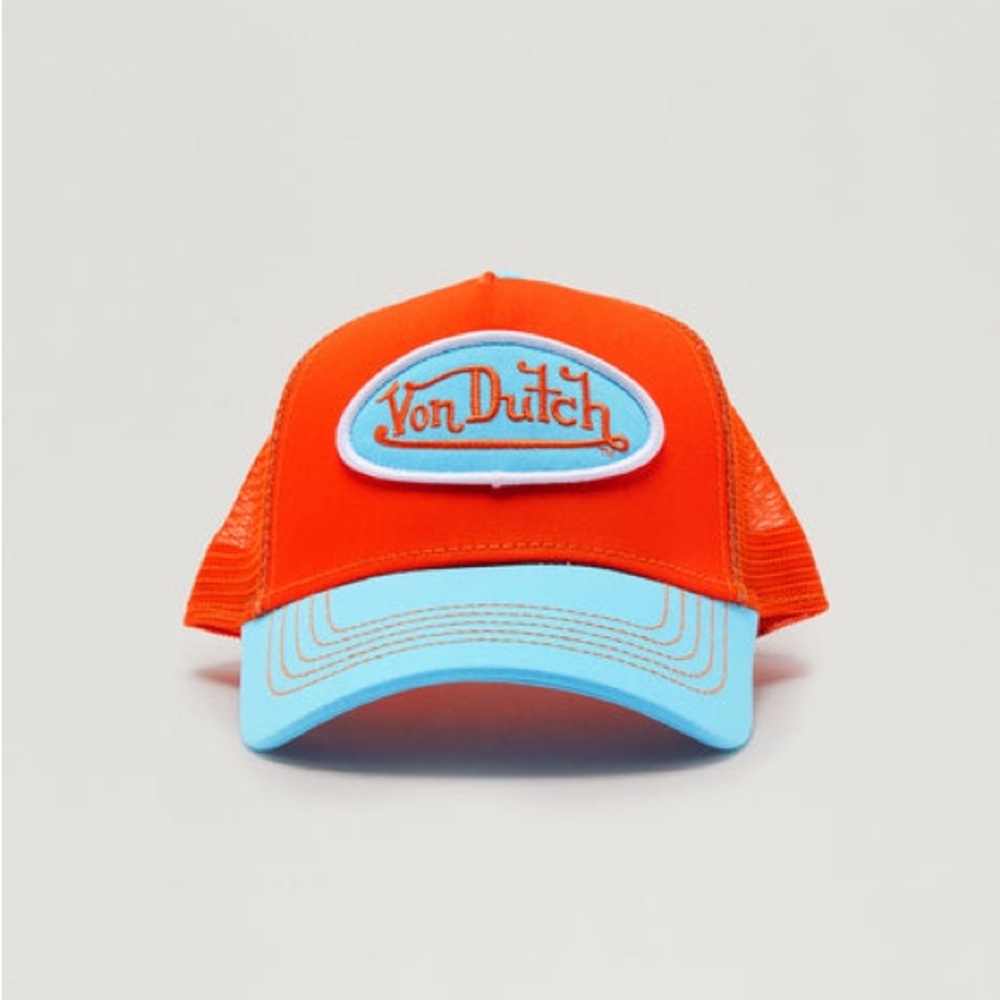 Von Dutch Vibrant Orange and Light Blue Cap